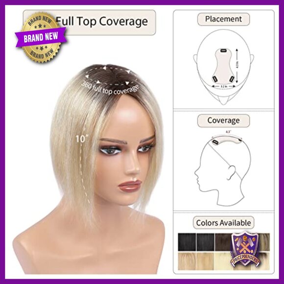 Real Human Hair Topper 10 Inch 360 Coverage Middle Part for Thinning Hair main image 5